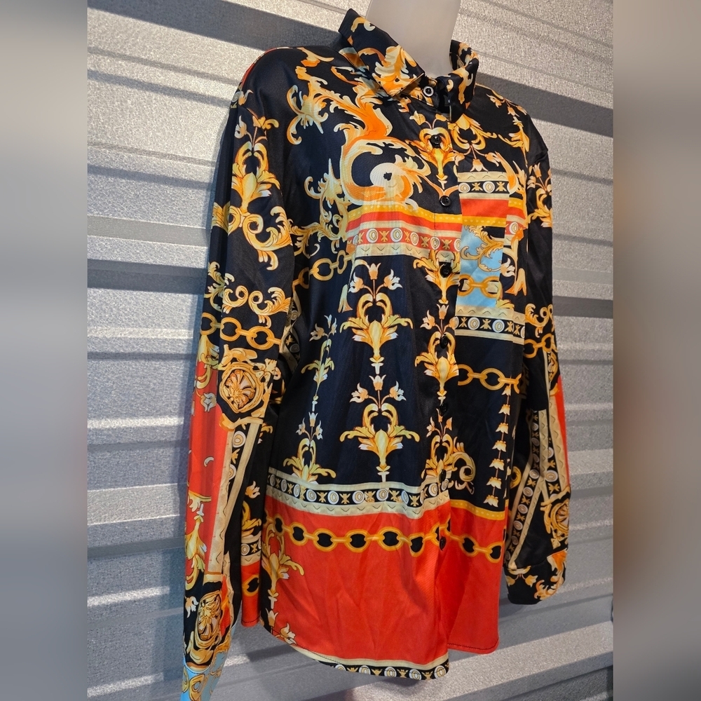 Baroque Print Long Sleeve Shirt - Picture 2 of 4